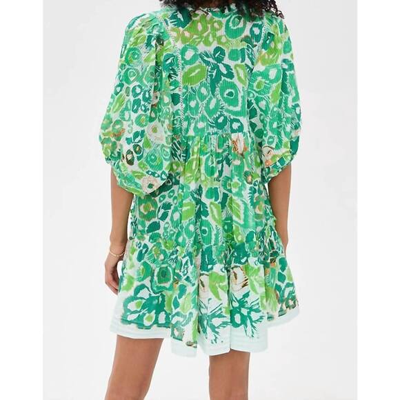 NEW POUPETTE ST BARTH aria mini dress in green pencilleo - Picture 8 of 9